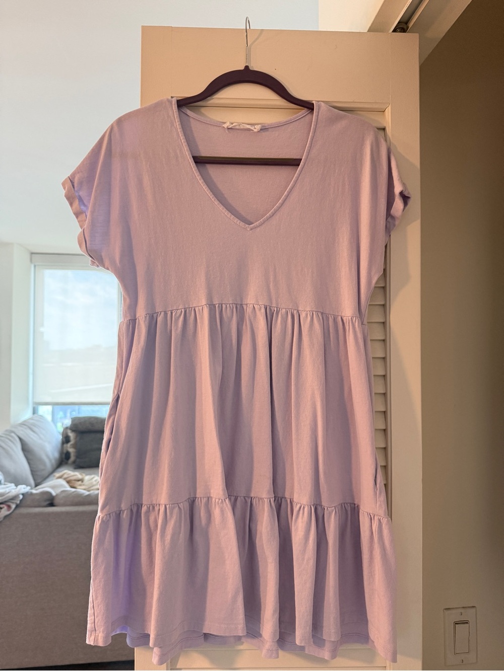 Women’s V-Neck Tiered Dress - Lavender